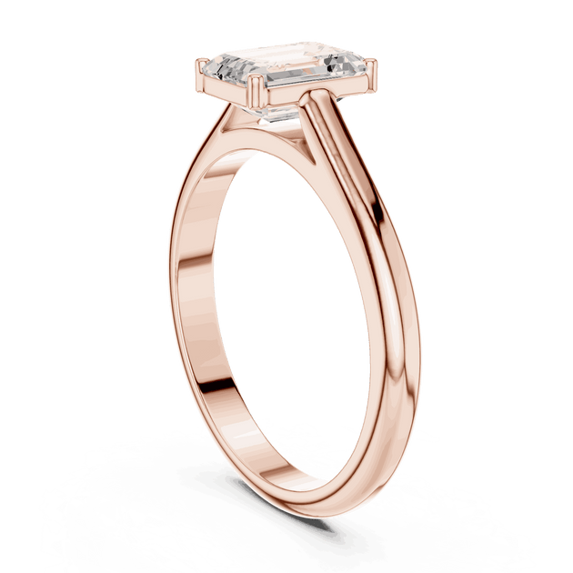 Emerald Diamond Bezel Split Shank Engagement Ring Rose Gold 18K | Lab Grown | Driona Jewels