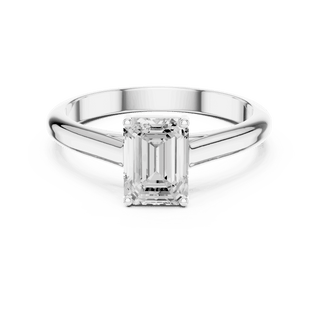 Emerald Diamond Bezel Split Shank Engagement Ring Rose Gold 18K | Lab Grown | Driona Jewels