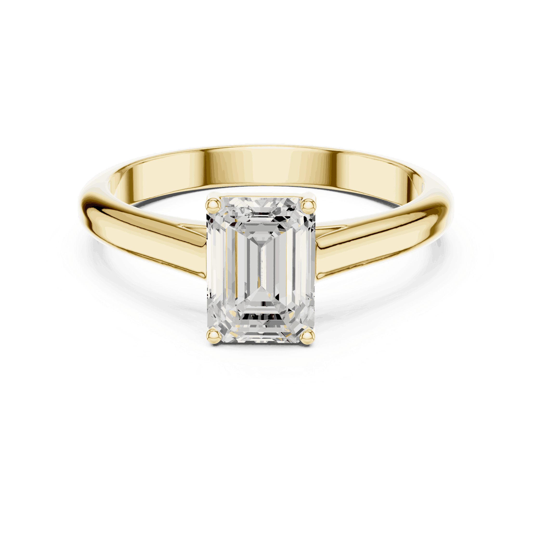 Emerald Diamond Bezel Split Shank Engagement Ring Rose Gold 18K | Lab Grown | Driona Jewels