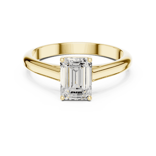 Emerald Diamond Bezel Split Shank Engagement Ring Rose Gold 18K | Lab Grown | Driona Jewels