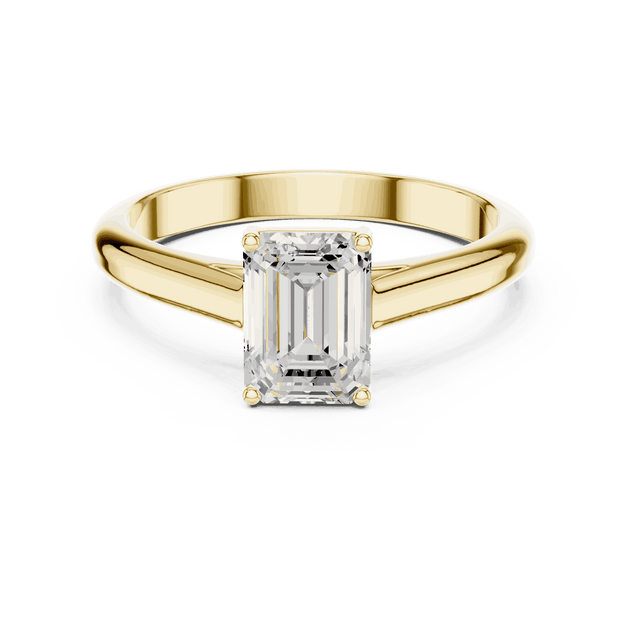Emerald Diamond Bezel Split Shank Engagement Ring Rose Gold 18K | Lab Grown | Driona Jewels