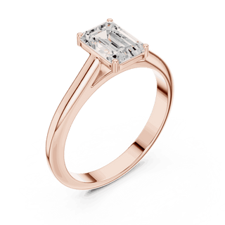 Emerald Diamond Bezel Split Shank Engagement Ring Rose Gold 18K | Lab Grown | Driona Jewels