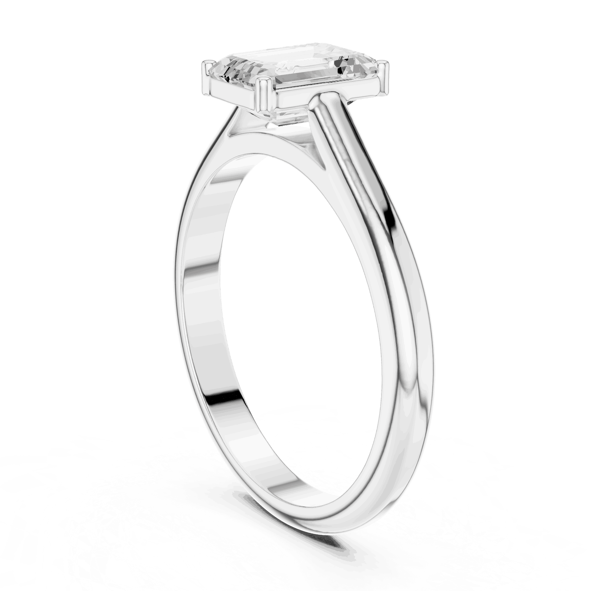 Emerald Diamond Bezel Split Shank Engagement Ring Rose Gold 18K | Lab Grown | Driona Jewels