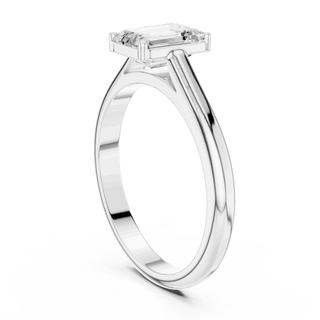 Emerald Diamond Bezel Split Shank Engagement Ring Rose Gold 18K | Lab Grown | Driona Jewels