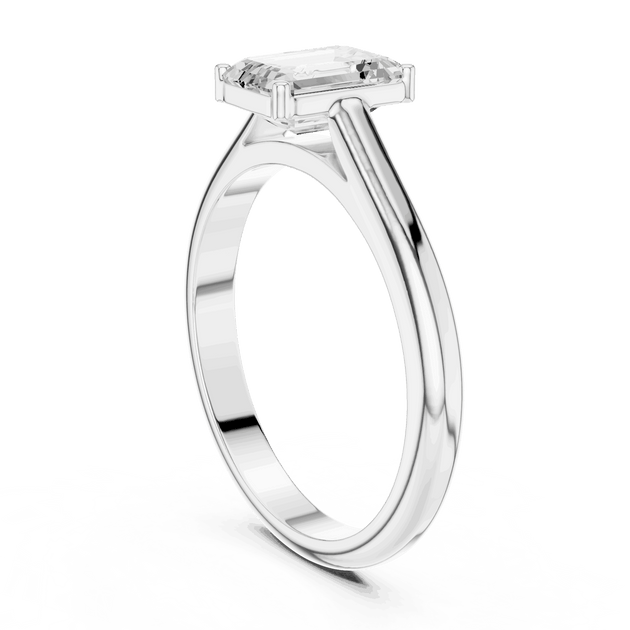 Emerald Diamond Bezel Split Shank Engagement Ring Rose Gold 18K | Lab Grown | Driona Jewels