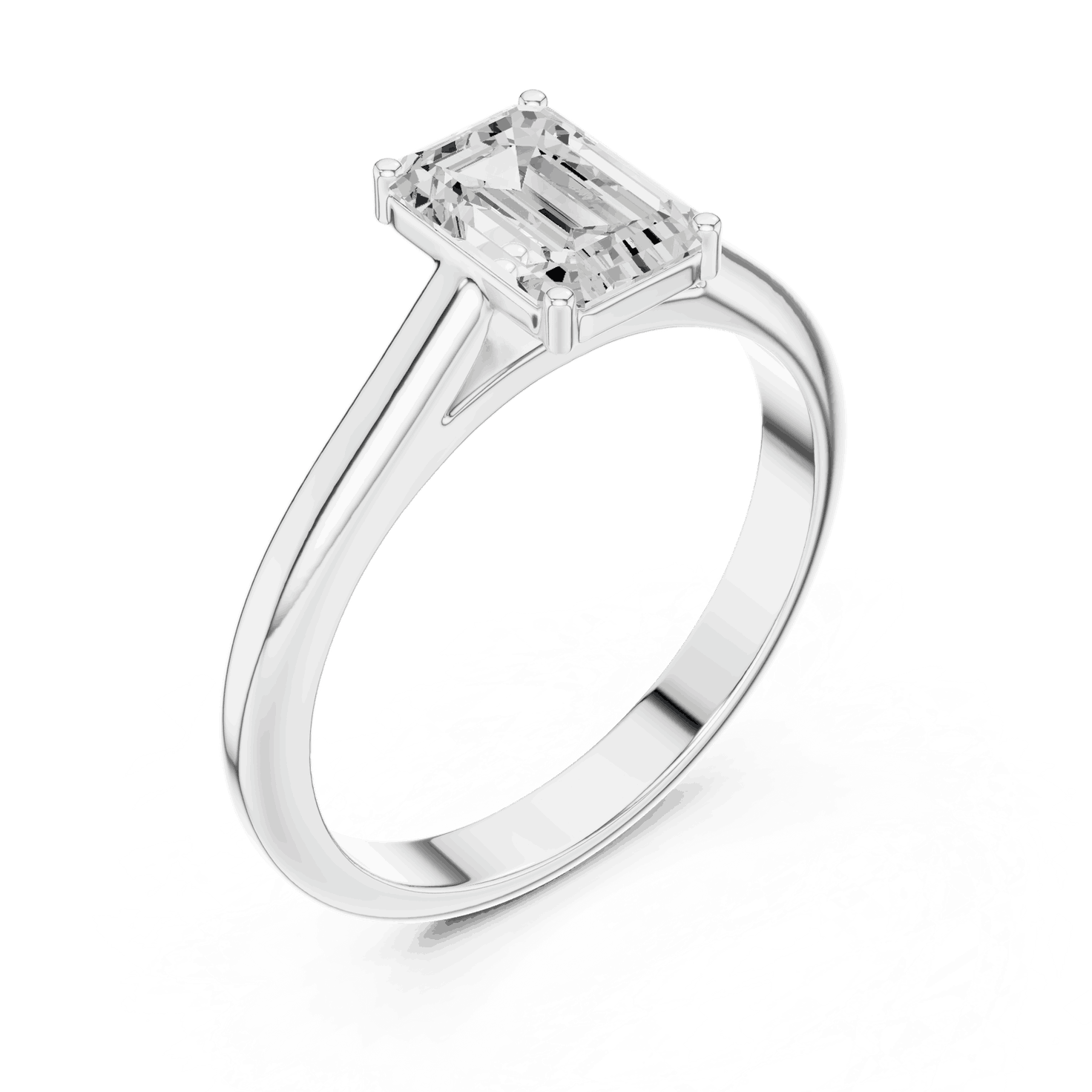 Emerald Diamond Bezel Split Shank Engagement Ring Rose Gold 18K | Lab Grown | Driona Jewels