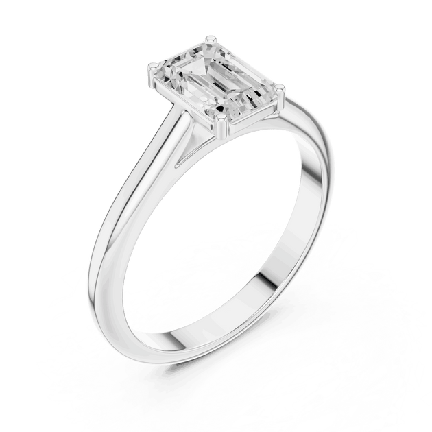 Emerald Diamond Bezel Split Shank Engagement Ring Rose Gold 18K | Lab Grown | Driona Jewels