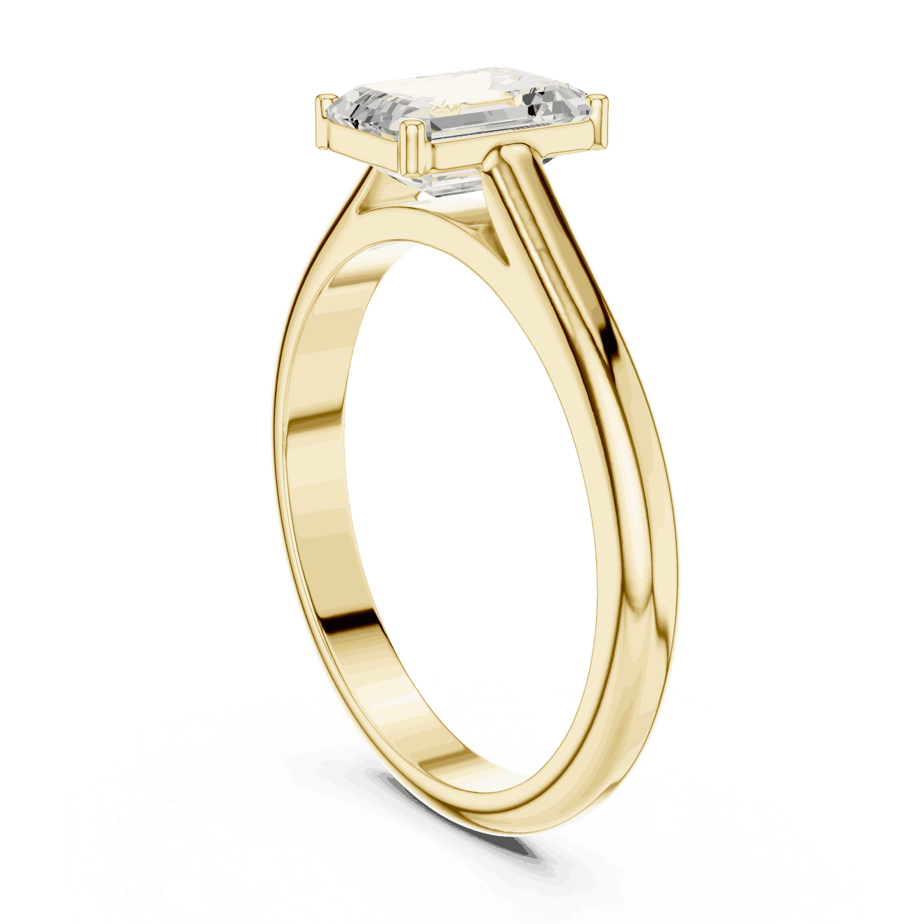 Emerald Diamond Bezel Split Shank Engagement Ring Rose Gold 18K | Lab Grown | Driona Jewels