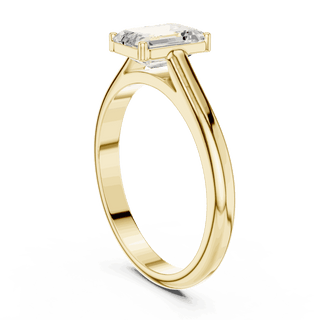 Emerald Diamond Bezel Split Shank Engagement Ring Rose Gold 18K | Lab Grown | Driona Jewels