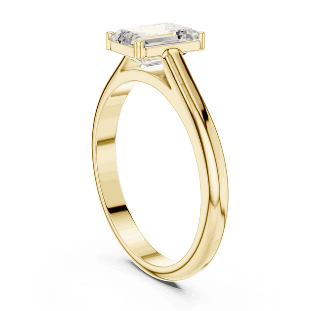 Emerald Diamond Bezel Split Shank Engagement Ring Rose Gold 18K | Lab Grown | Driona Jewels
