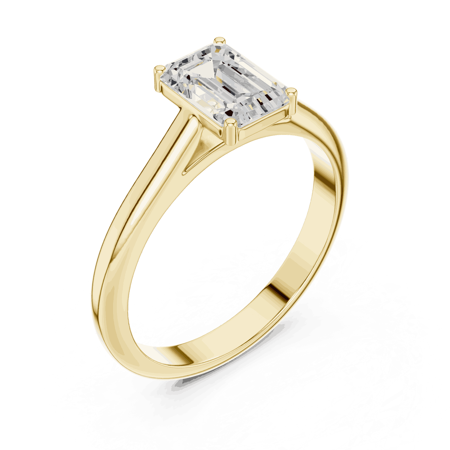 Emerald Diamond Bezel Split Shank Engagement Ring Rose Gold 18K | Lab Grown | Driona Jewels