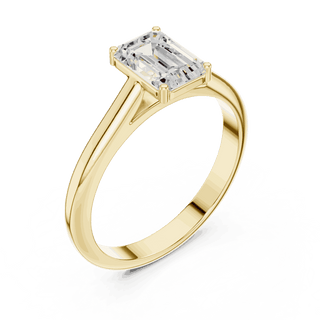 Emerald Diamond Bezel Split Shank Engagement Ring Rose Gold 18K | Lab Grown | Driona Jewels