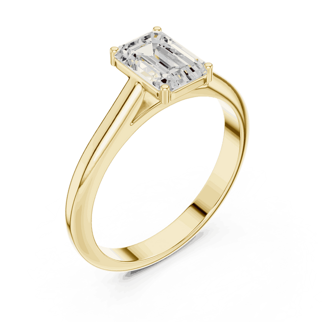 Emerald Diamond Bezel Split Shank Engagement Ring Rose Gold 18K | Lab Grown | Driona Jewels