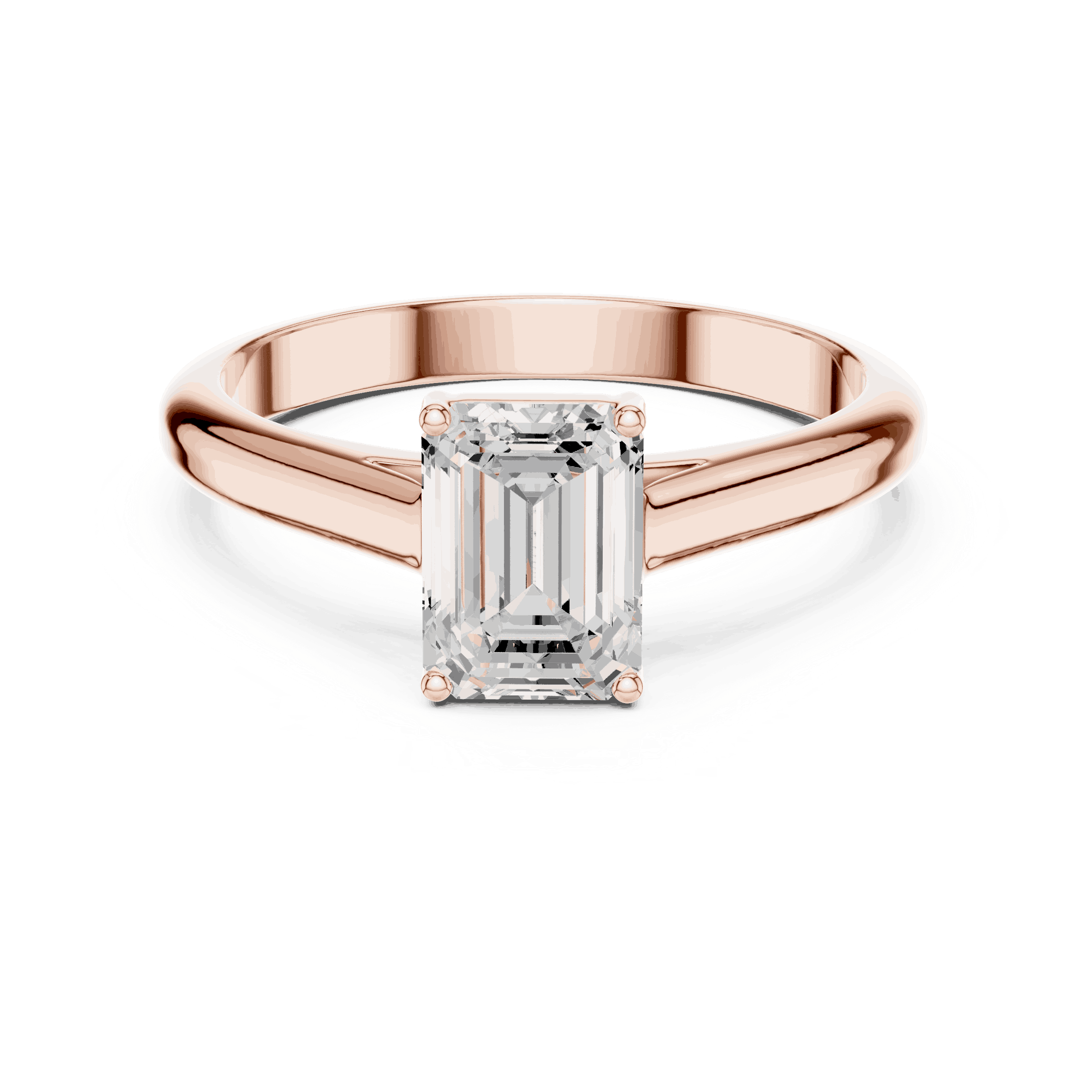 Emerald Diamond Bezel Split Shank Engagement Ring Rose Gold 18K | Lab Grown | Driona Jewels