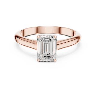 Emerald Diamond Bezel Split Shank Engagement Ring Rose Gold 18K | Lab Grown | Driona Jewels