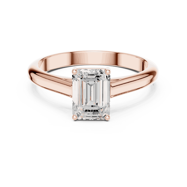 Emerald Diamond Bezel Split Shank Engagement Ring Rose Gold 18K | Lab Grown | Driona Jewels