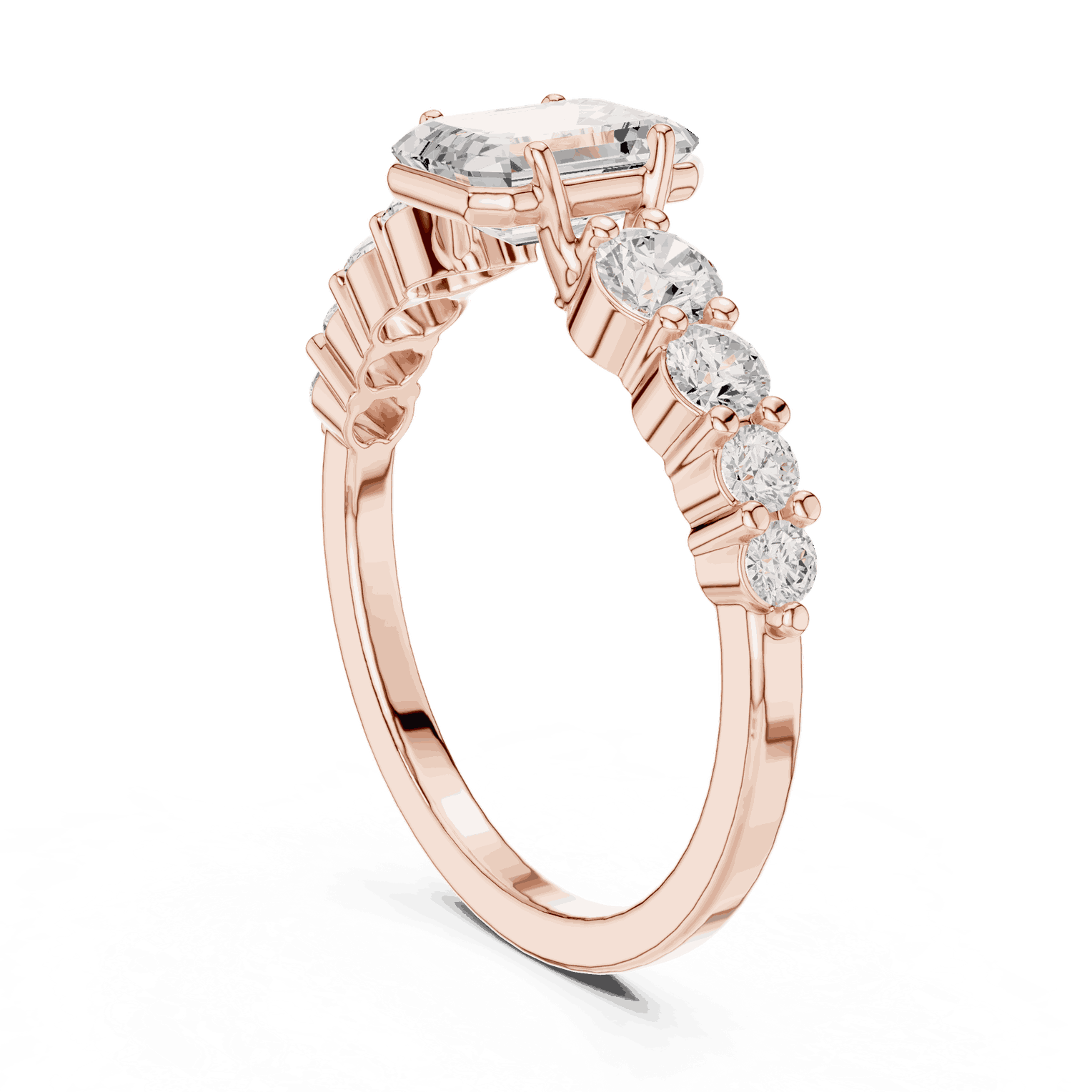 Emerald Diamond Cluster Engagement Ring Rose Gold 18K | Lab Grown | Driona Jewels