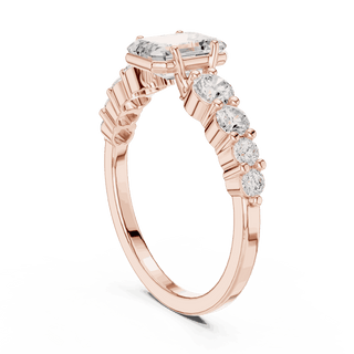 Emerald Diamond Cluster Engagement Ring Rose Gold 18K | Lab Grown | Driona Jewels