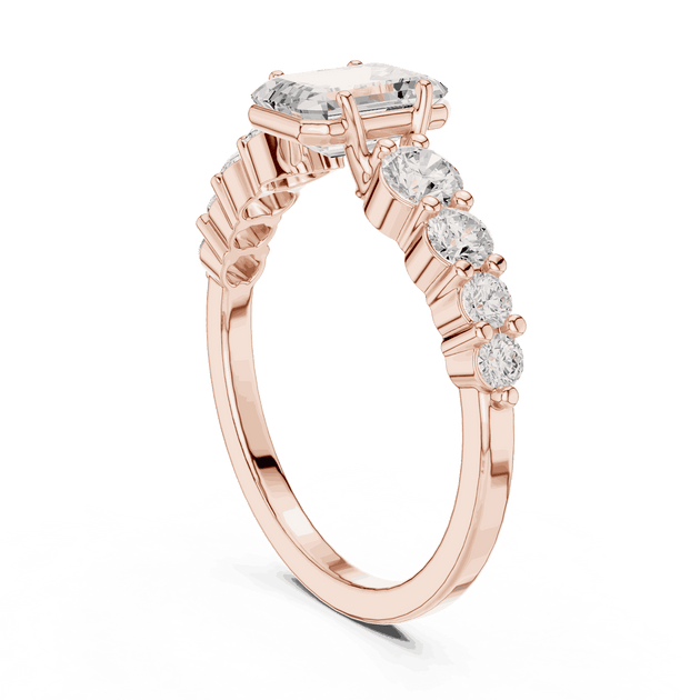 Emerald Diamond Cluster Engagement Ring Rose Gold 18K | Lab Grown | Driona Jewels