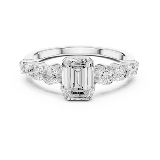 Emerald Diamond Cluster Engagement Ring Rose Gold 18K | Lab Grown | Driona Jewels
