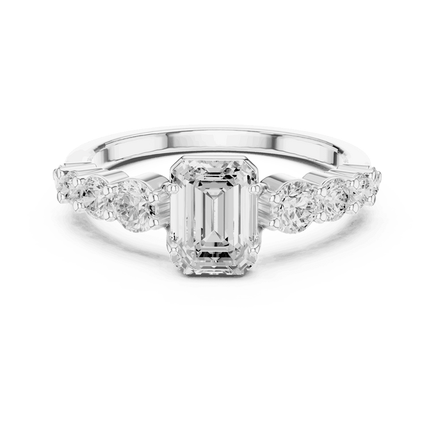 Emerald Diamond Cluster Engagement Ring Rose Gold 18K | Lab Grown | Driona Jewels
