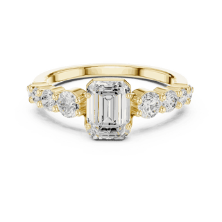 Emerald Diamond Cluster Engagement Ring Rose Gold 18K | Lab Grown | Driona Jewels