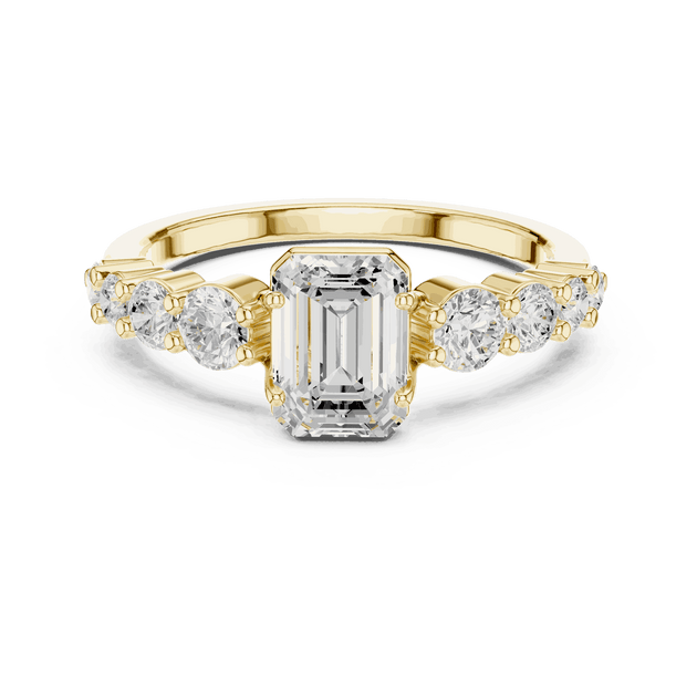 Emerald Diamond Cluster Engagement Ring Rose Gold 18K | Lab Grown | Driona Jewels