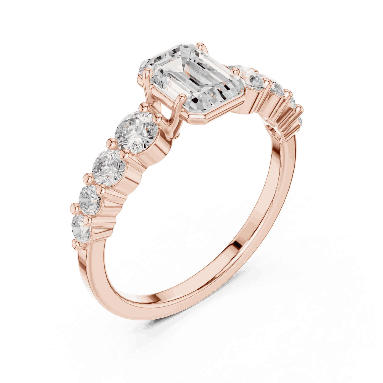 Emerald Diamond Cluster Engagement Ring Rose Gold 18K | Lab Grown | Driona Jewels
