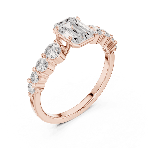 Emerald Diamond Cluster Engagement Ring Rose Gold 18K | Lab Grown | Driona Jewels