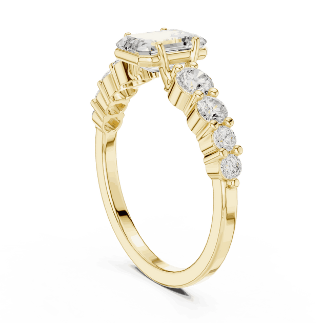 Emerald Diamond Cluster Engagement Ring Rose Gold 18K | Lab Grown | Driona Jewels