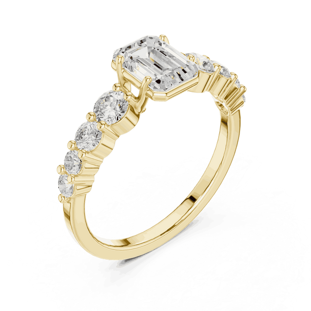 Emerald Diamond Cluster Engagement Ring Rose Gold 18K | Lab Grown | Driona Jewels