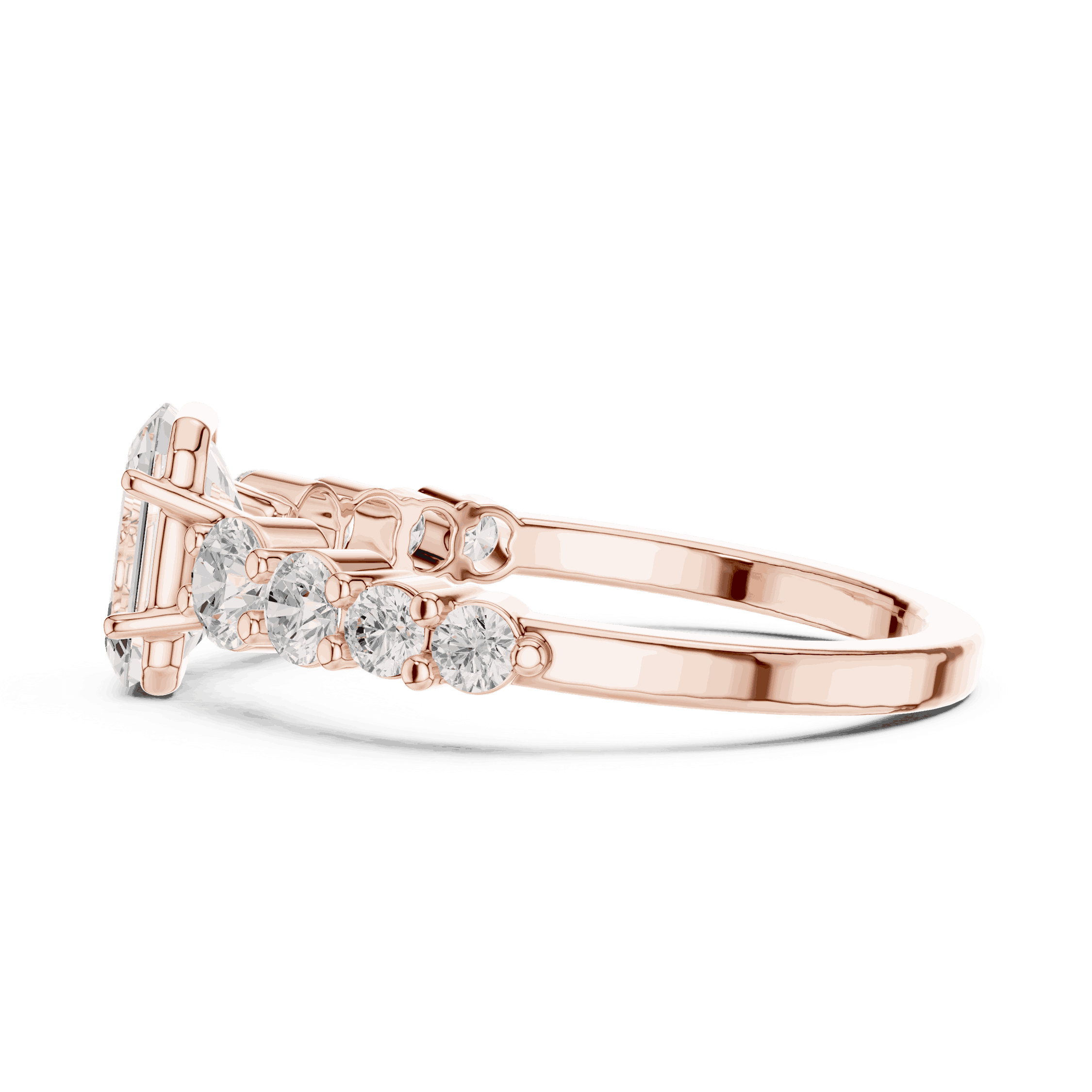 Emerald Diamond Cluster Engagement Ring Rose Gold 18K | Lab Grown | Driona Jewels