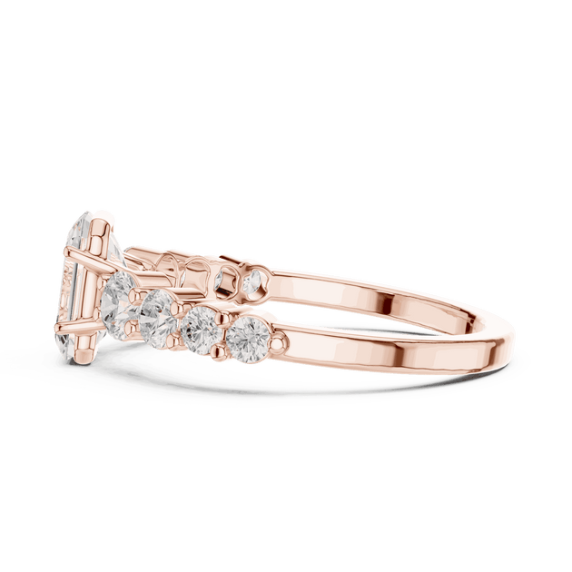Emerald Diamond Cluster Engagement Ring Rose Gold 18K | Lab Grown | Driona Jewels
