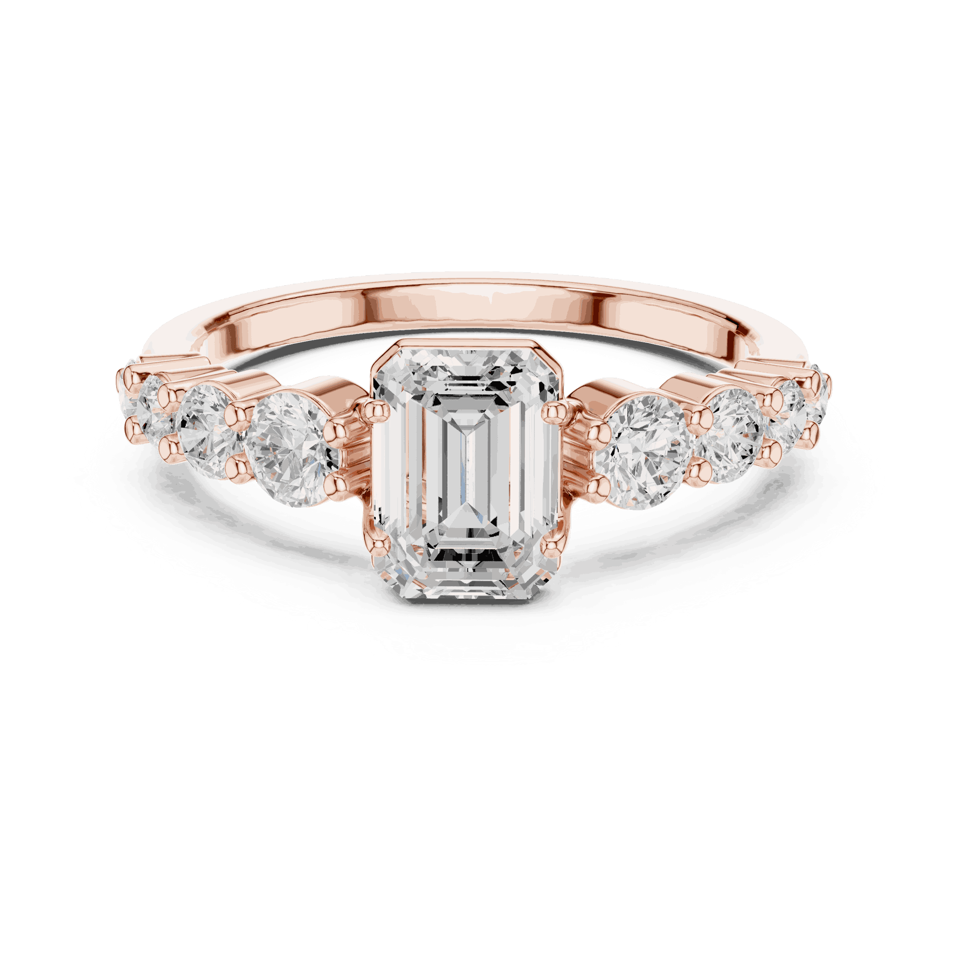 Emerald Diamond Cluster Engagement Ring Rose Gold 18K | Lab Grown | Driona Jewels