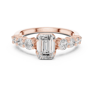 Emerald Diamond Cluster Engagement Ring Rose Gold 18K | Lab Grown | Driona Jewels