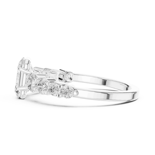 Emerald Diamond Cluster Engagement Ring Rose Gold 18K | Lab Grown | Driona Jewels