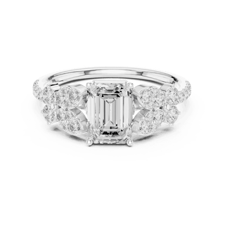 Emerald Diamond Floral Cluster Engagement Ring Rose Gold 18K | Lab Grown | Driona Jewels