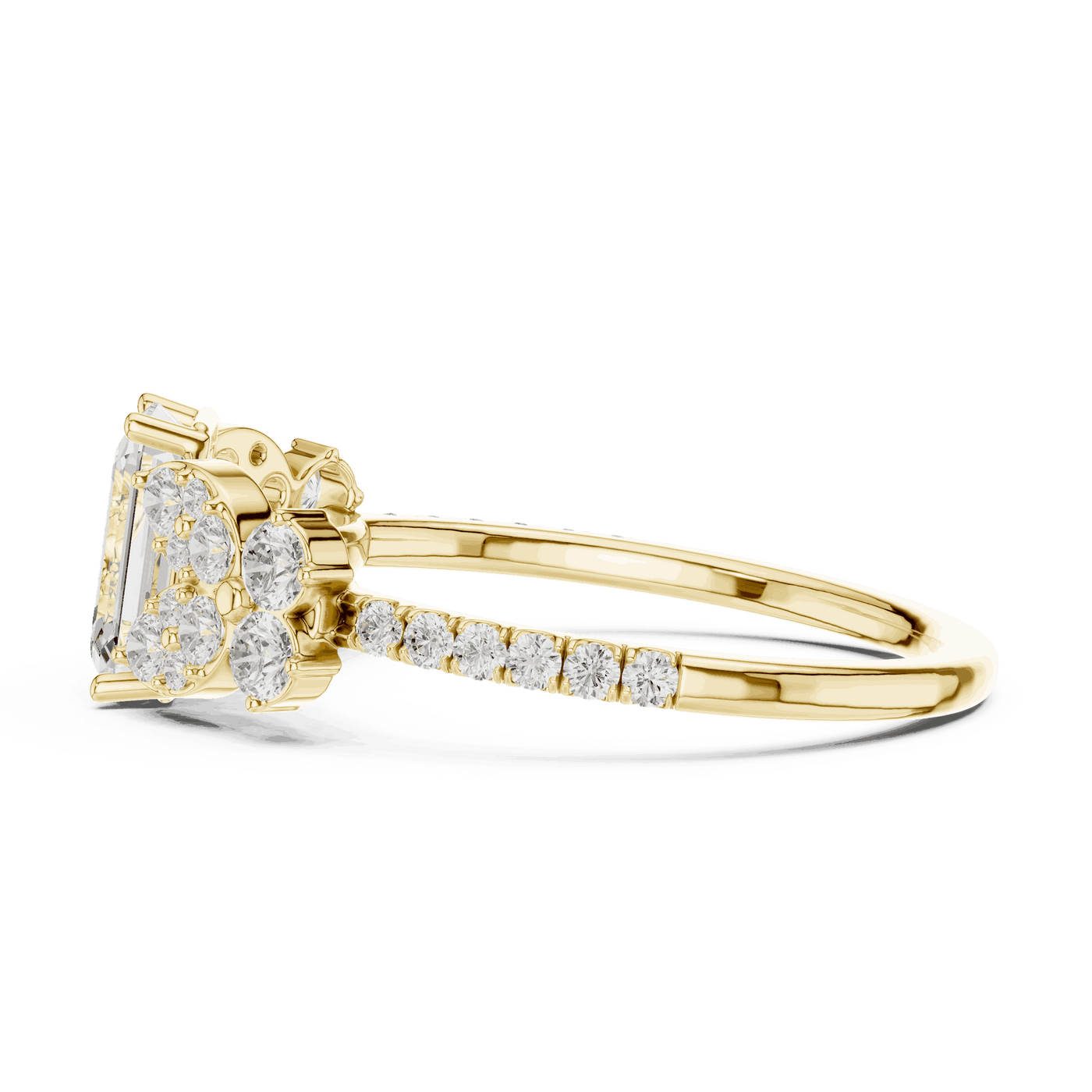 Emerald Diamond Floral Cluster Engagement Ring Rose Gold 18K | Lab Grown | Driona Jewels
