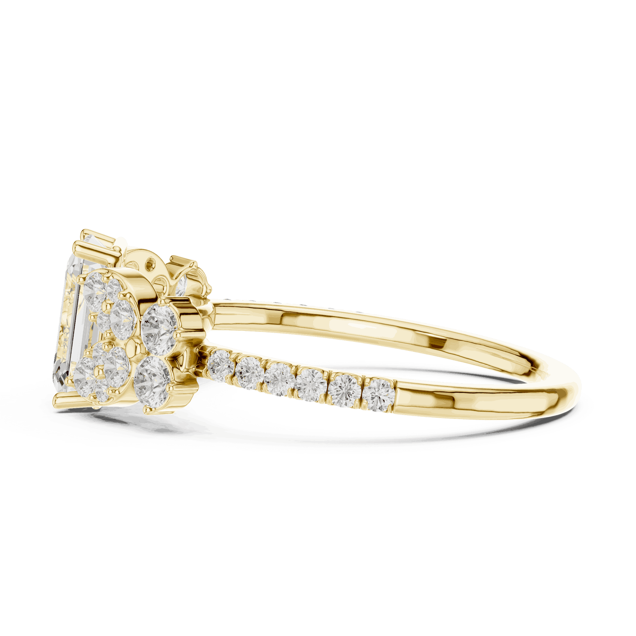 Emerald Diamond Floral Cluster Engagement Ring Rose Gold 18K | Lab Grown | Driona Jewels