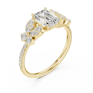 Emerald Diamond Floral Cluster Engagement Ring Rose Gold 18K | Lab Grown | Driona Jewels