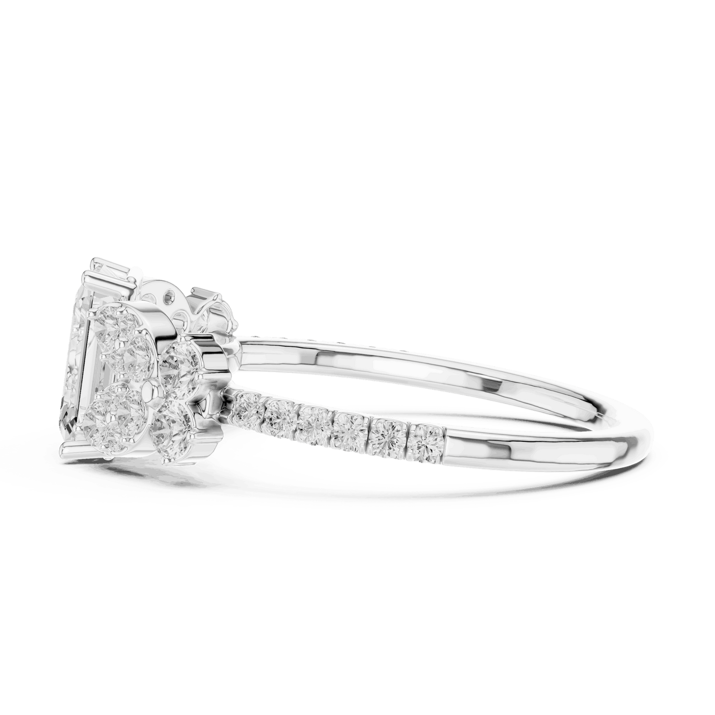 Emerald Diamond Floral Cluster Engagement Ring Rose Gold 18K | Lab Grown | Driona Jewels