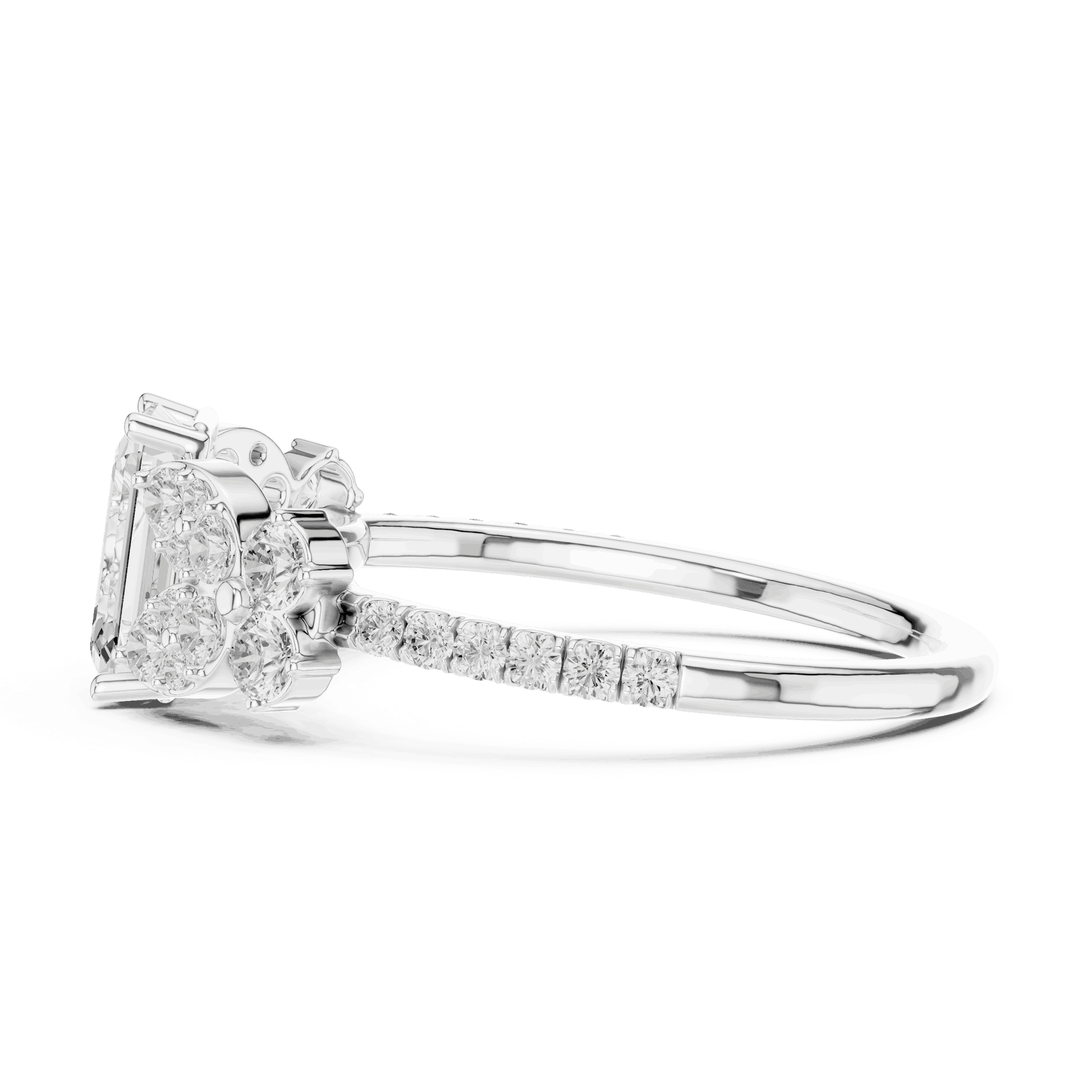 Emerald Diamond Floral Cluster Engagement Ring Rose Gold 18K | Lab Grown | Driona Jewels
