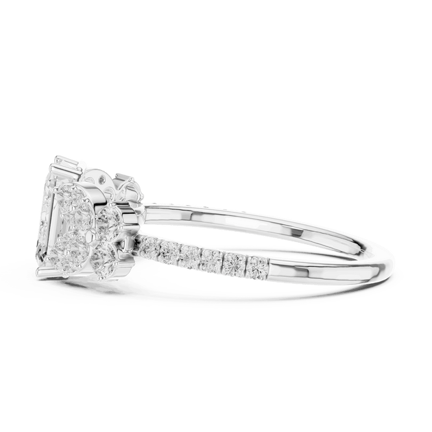 Emerald Diamond Floral Cluster Engagement Ring Rose Gold 18K | Lab Grown | Driona Jewels