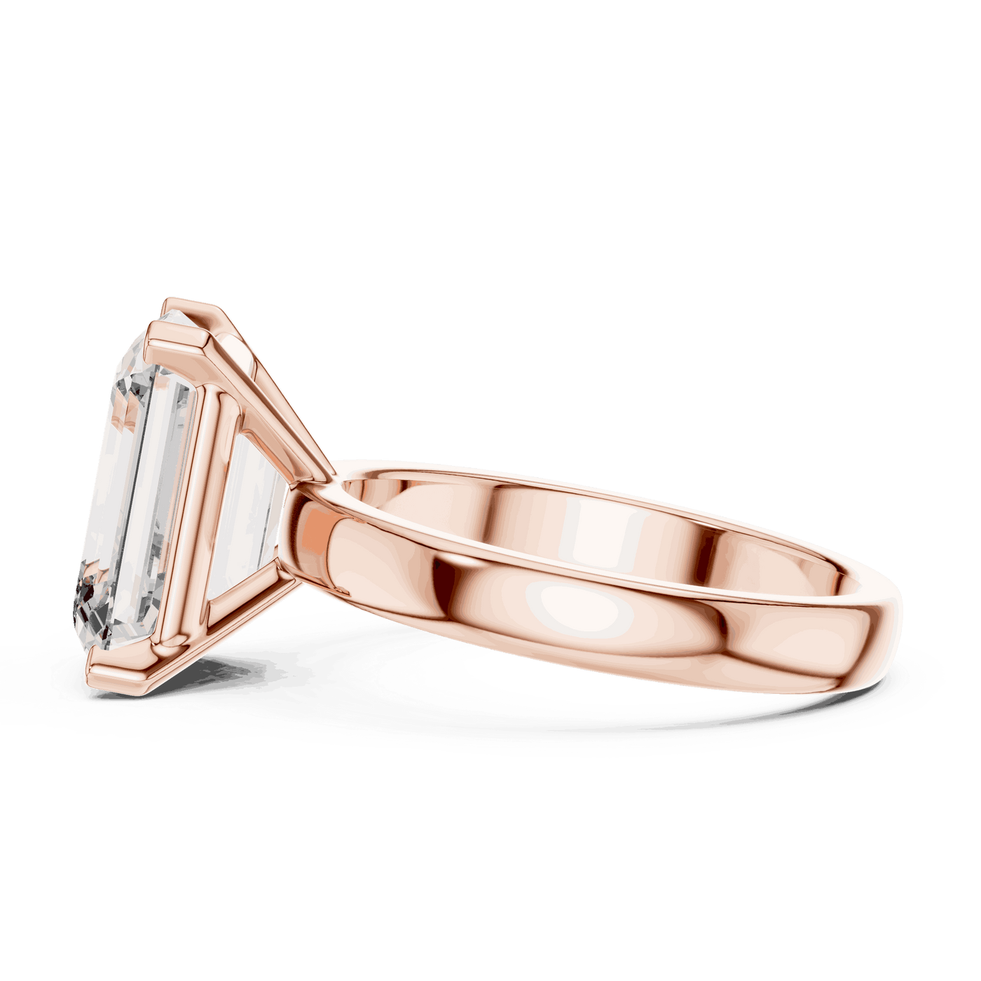 Emerald Diamond Three Stone Baguette Engagement Ring Gold 18K | Lab Grown | Driona Jewels