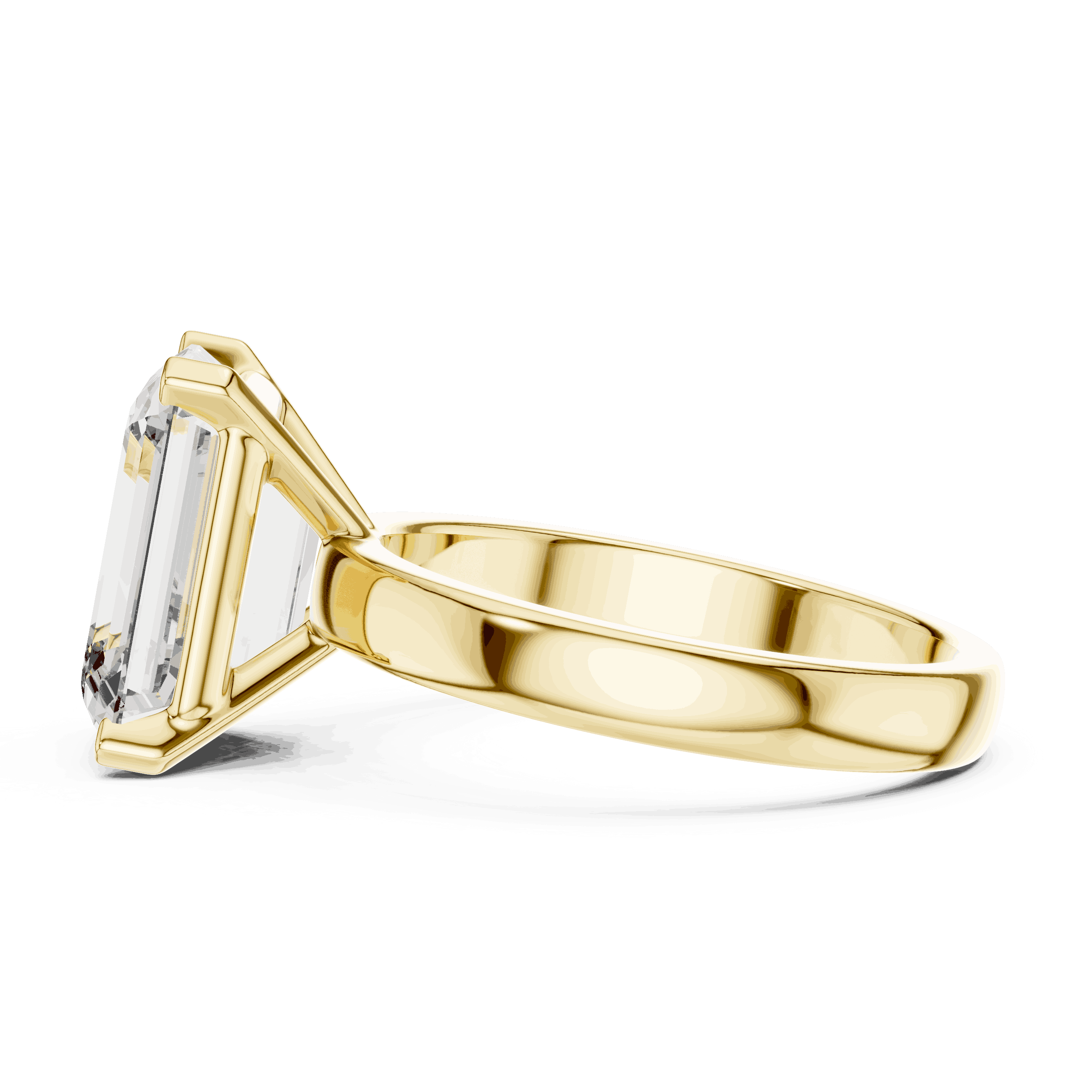 Emerald Diamond Three Stone Baguette Engagement Ring Gold 18K | Lab Grown | Driona Jewels