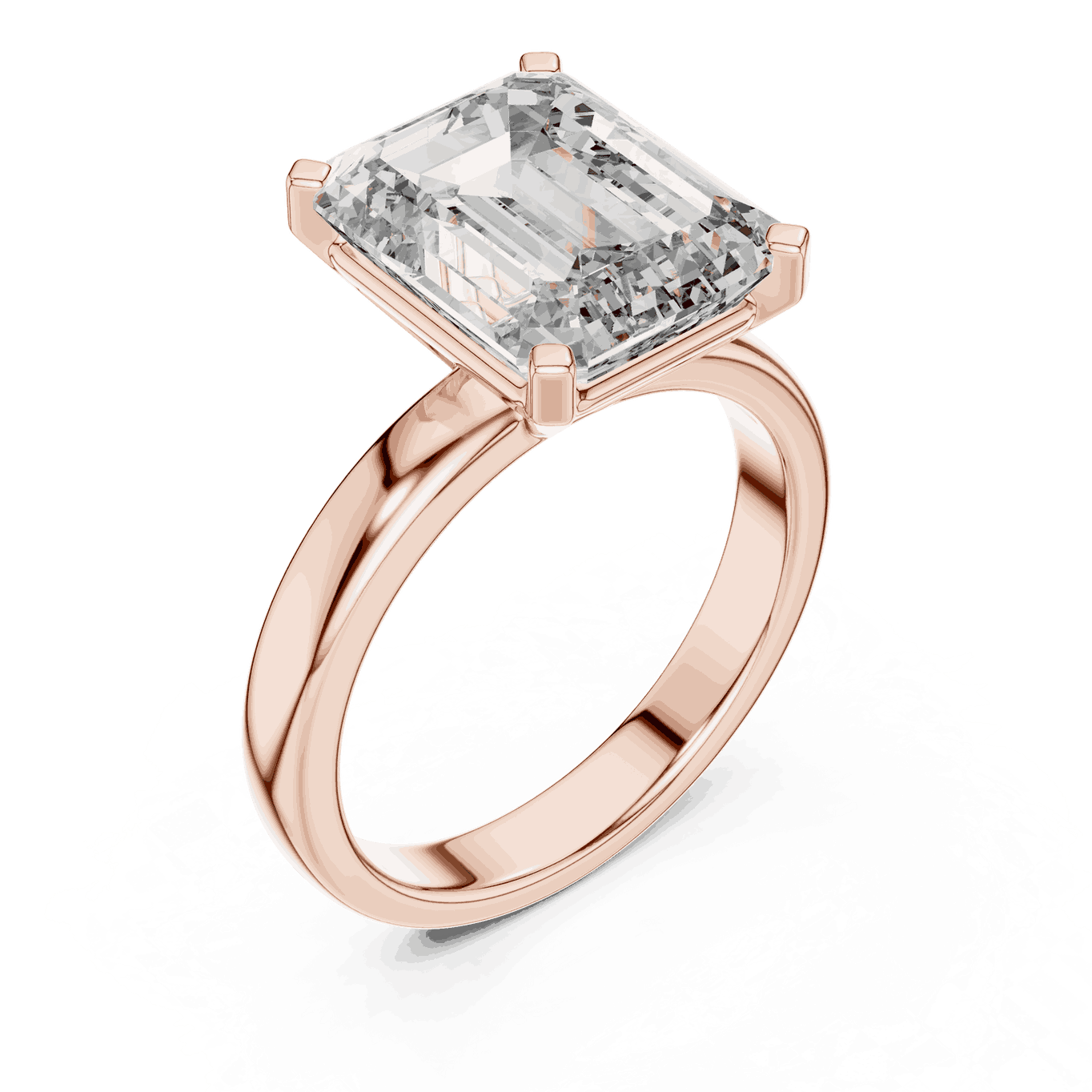 Emerald Diamond Three Stone Baguette Engagement Ring Gold 18K | Lab Grown | Driona Jewels