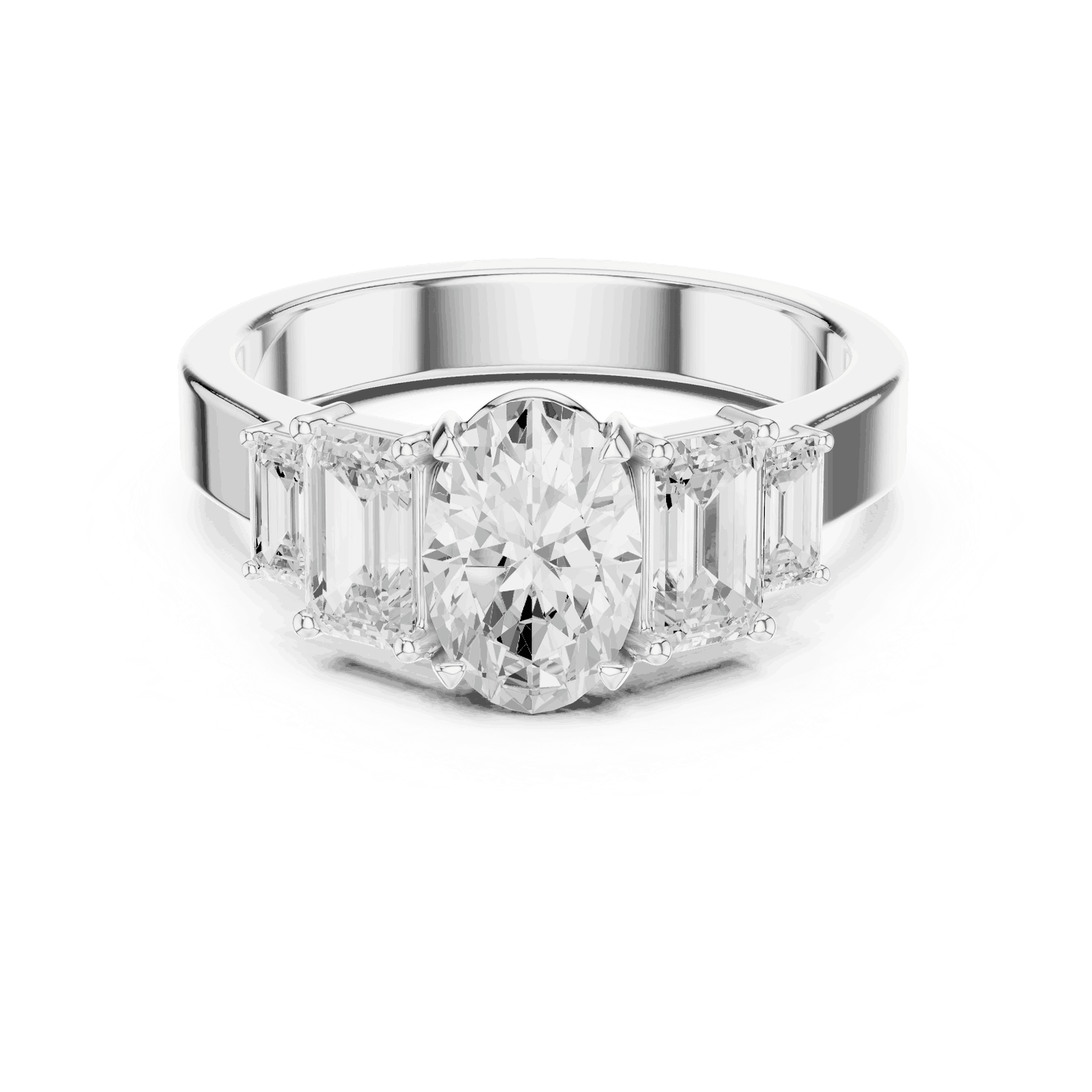 Emerald Diamond Three Stone Baguette Engagement Ring Rose Gold 18K | Lab Grown | Driona Jewels
