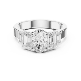 Emerald Diamond Three Stone Baguette Engagement Ring Rose Gold 18K | Lab Grown | Driona Jewels