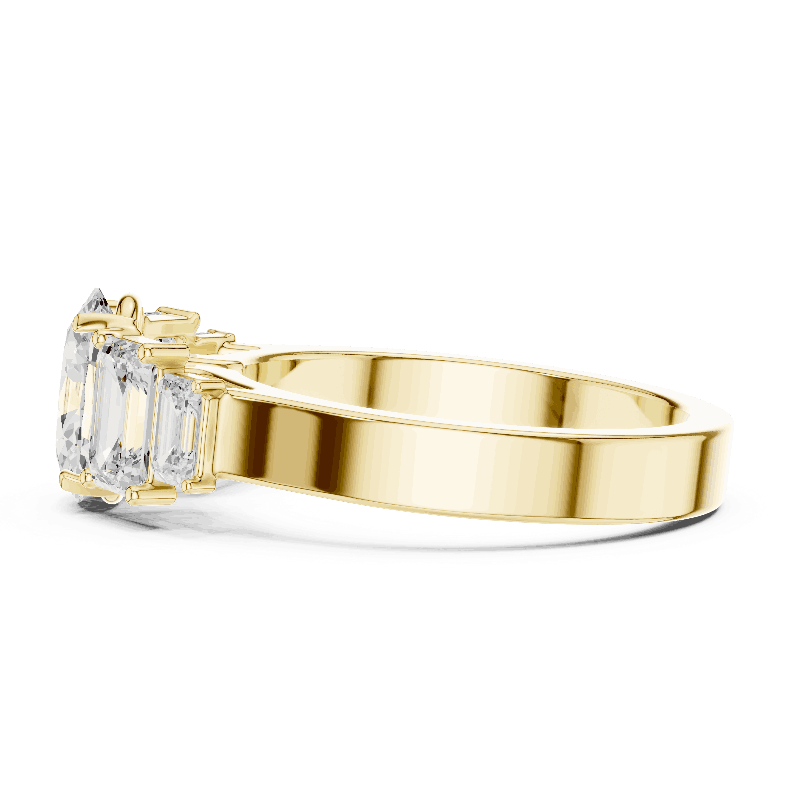 Emerald Diamond Three Stone Baguette Engagement Ring Rose Gold 18K | Lab Grown | Driona Jewels
