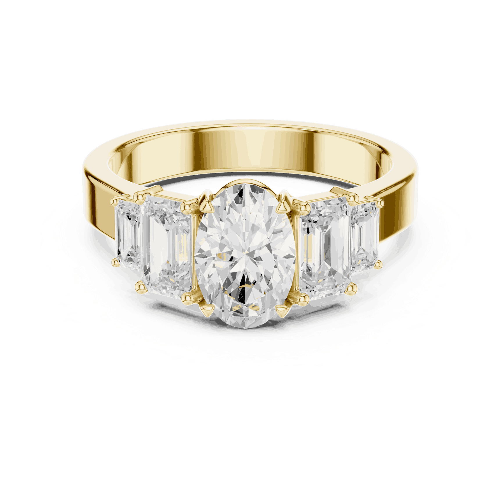 Emerald Diamond Three Stone Baguette Engagement Ring Rose Gold 18K | Lab Grown | Driona Jewels